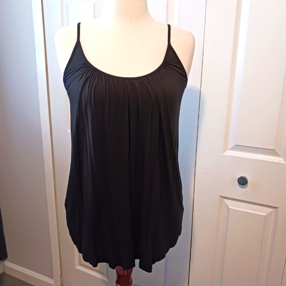 NWOT, VS Bra Top, Black, Adjustable Straps, Pleated, Built in Bra Top